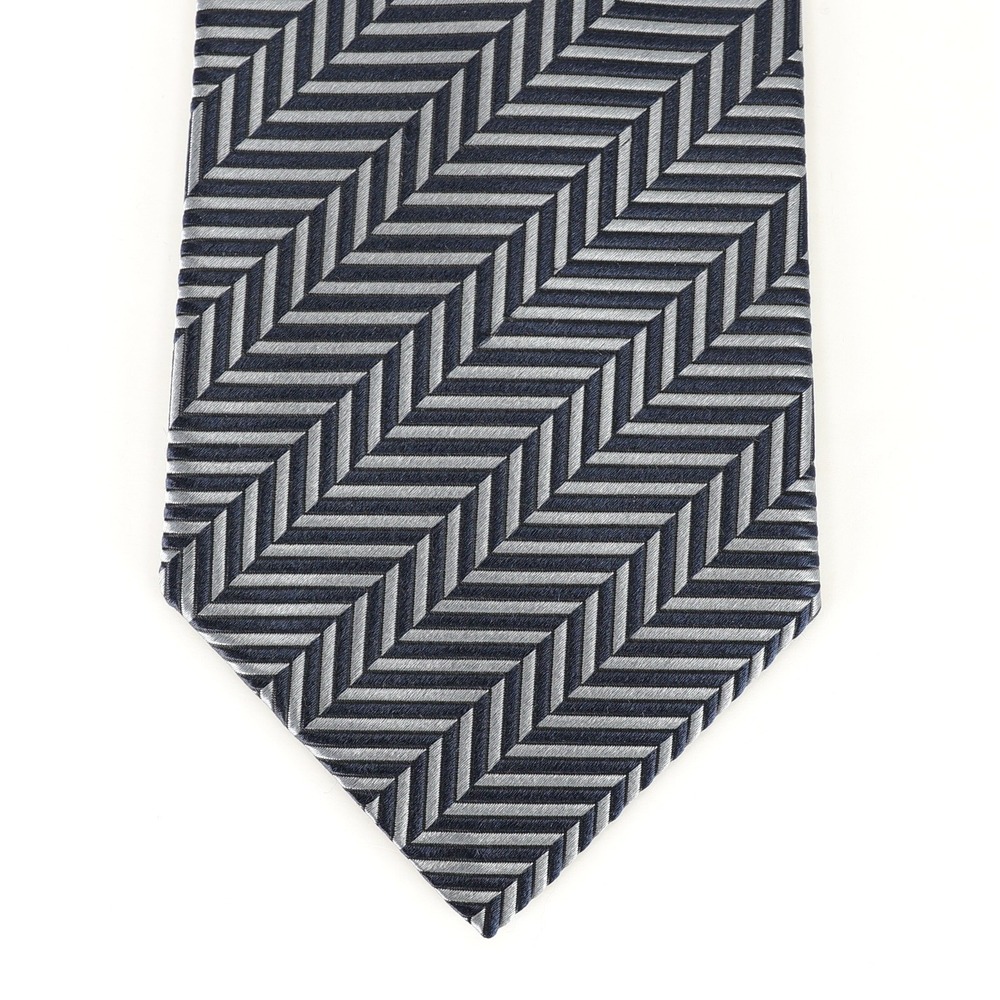 SULKA 100% Silk Neck Tie Blue Gray Herringbone Pattern Made in France - Picture 2 of 8